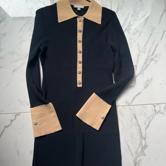 J Crew - Ribbed polo sweater-dress with jewel buttons - Picture 7 of 10